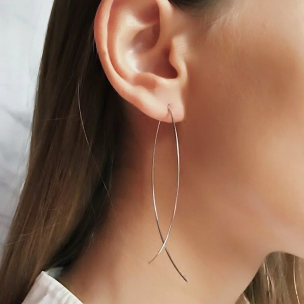 "Star-Crossed Lovers" Minimalist Hoop Earrings - Picture 1 of 11